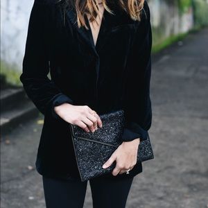 Rebecca Minkoff ▪️ black leo glitter clutch